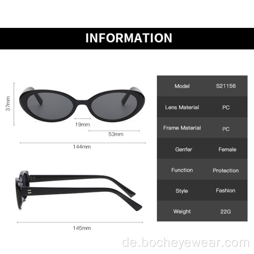 Mode ovaler kleiner Rahmen Reisnagel Sonnenbrille Damen Disco Hip-Hop-Sonnenbrille Net Red Street Shooting Ins Style Brille s21156